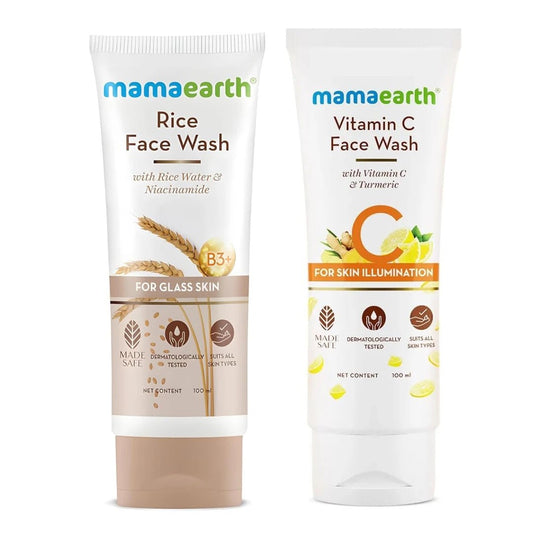 Mamaearth Rice Face Wash & Vitamin C Face Wash - 100ml (Pack of 2) - Deals999