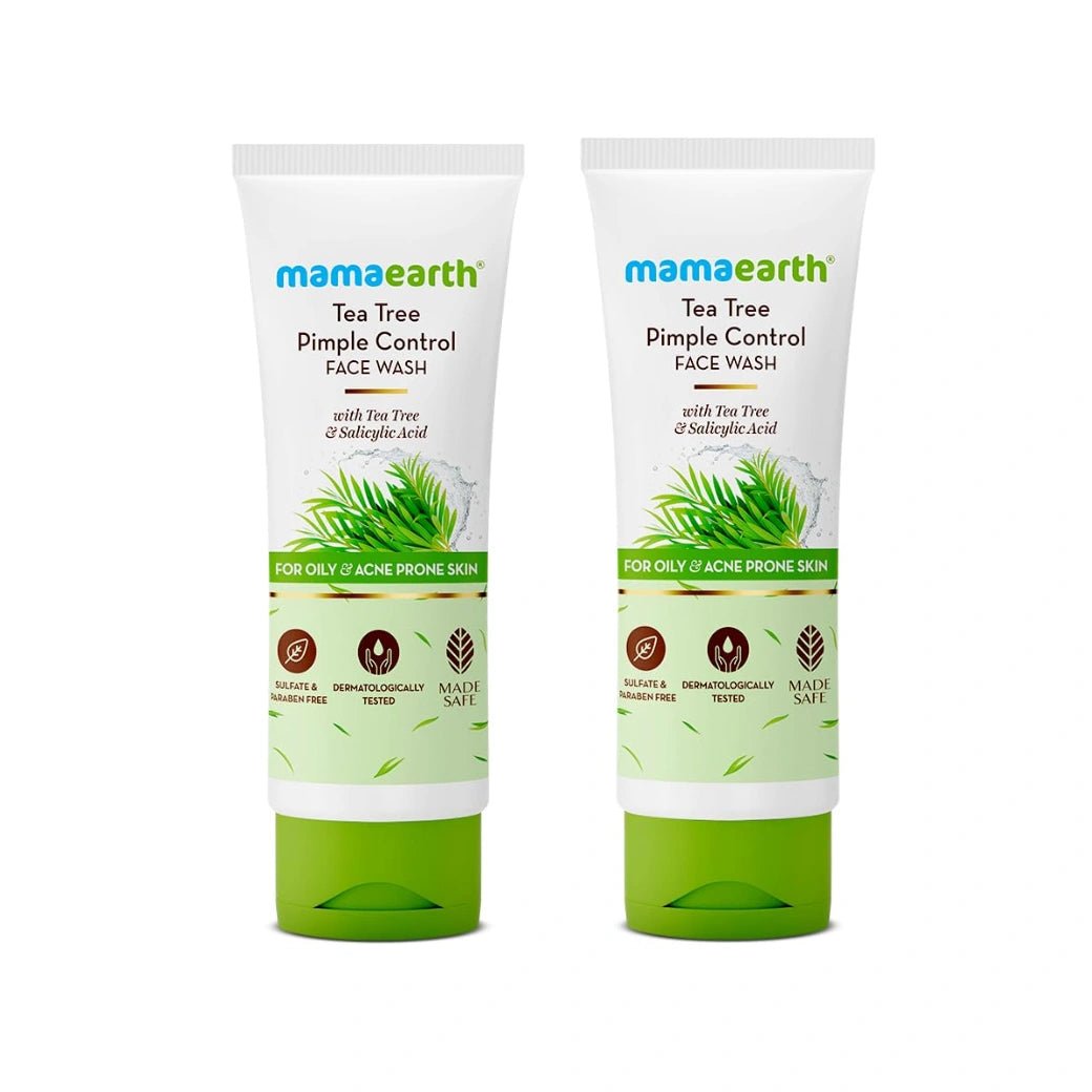 Mamaearth Tea Tree Natural Face Wash for Acne & Pimples Wash 100 ml - For Normal & Dry Skin ( pack of 2 ) - Deals999