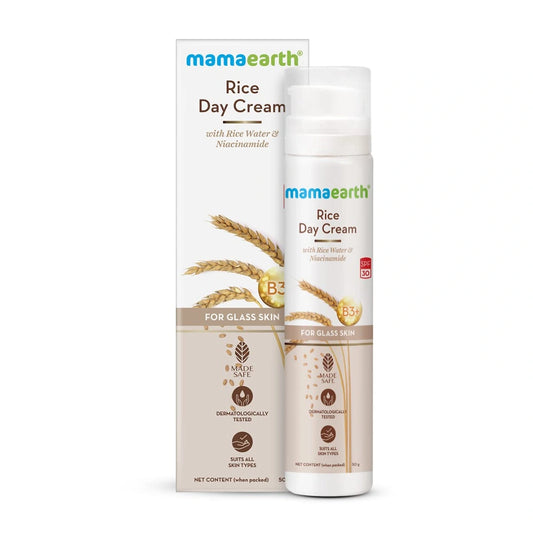 Mamaearth Rice Day Cream for daily use, With Rice Water & Niacinamide for Glass Skin – 50 g