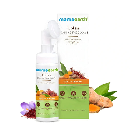 Mamaearth Ubtan Foaming Face Wash with Turmeric and Saffron for Tan Removal  (150ml)