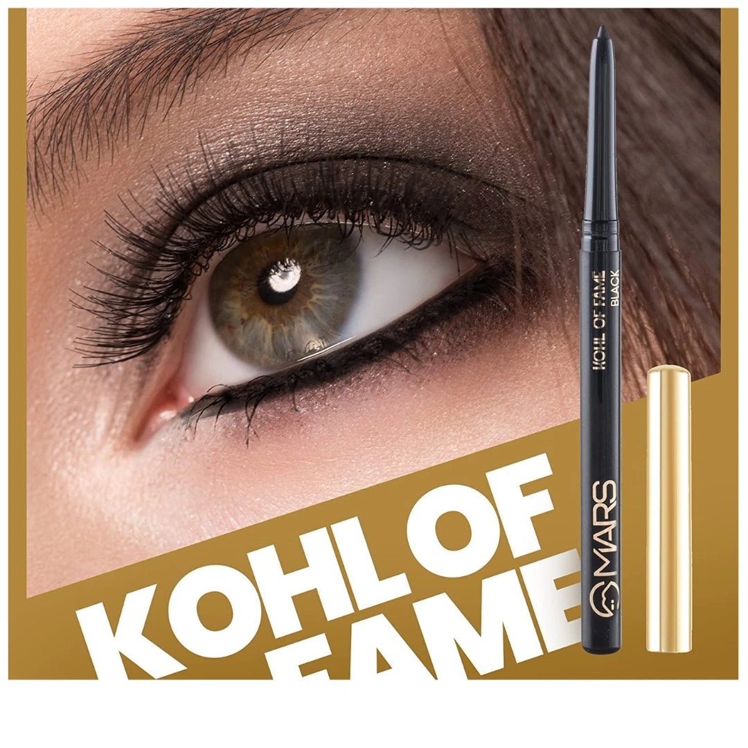 MARS Kohl of Fame Up to 12 Hours Stay Retractable Kajal | Smudgeproof and Waterproof | Long Lasting (0.35g) (Black) - Deals999