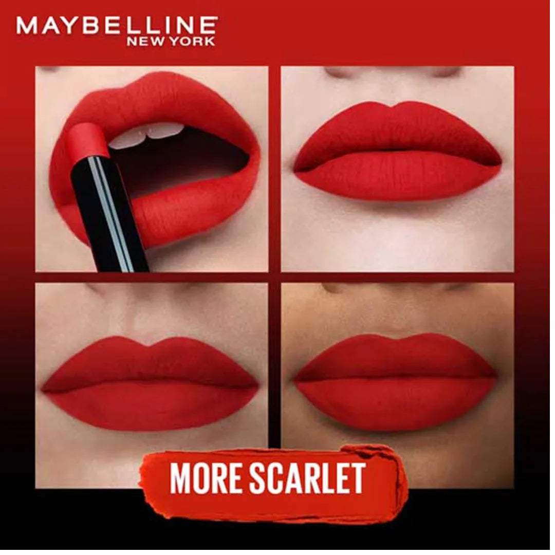 Maybelline New York Lipstick, Matte Finish, Bold Colour, Enriched With Jojoba Oil, Color Sensational Ultimattes, 199 More Ruby, 1.7g