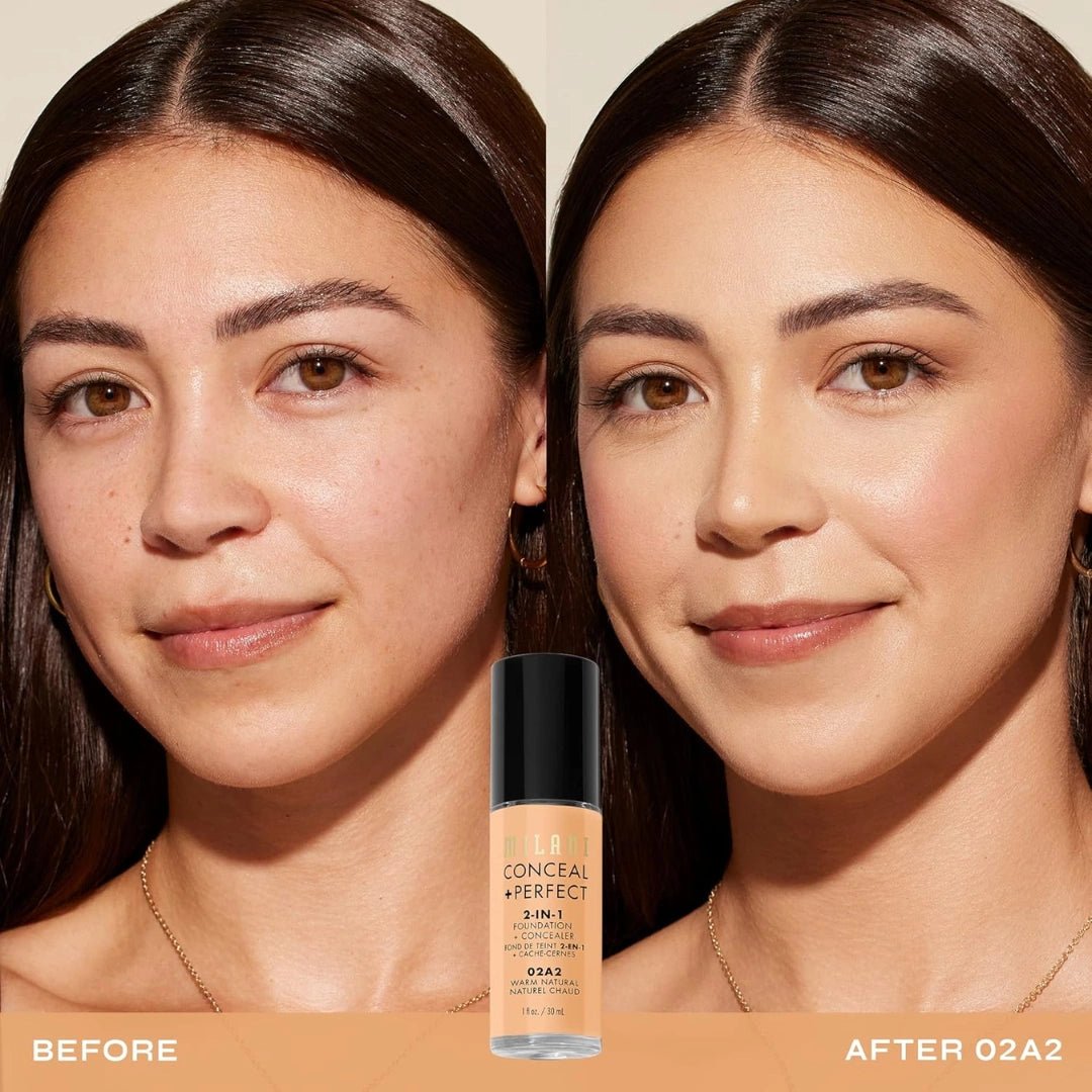 Milani Full Coverage Conceal + Perfect 2 - In - 1 Foundation + Concealer - Warm Natural (1 Fl. Oz.) Cruelty - Free Liquid Foundation Blemishes & Skin Discoloration, Dry - Deals999