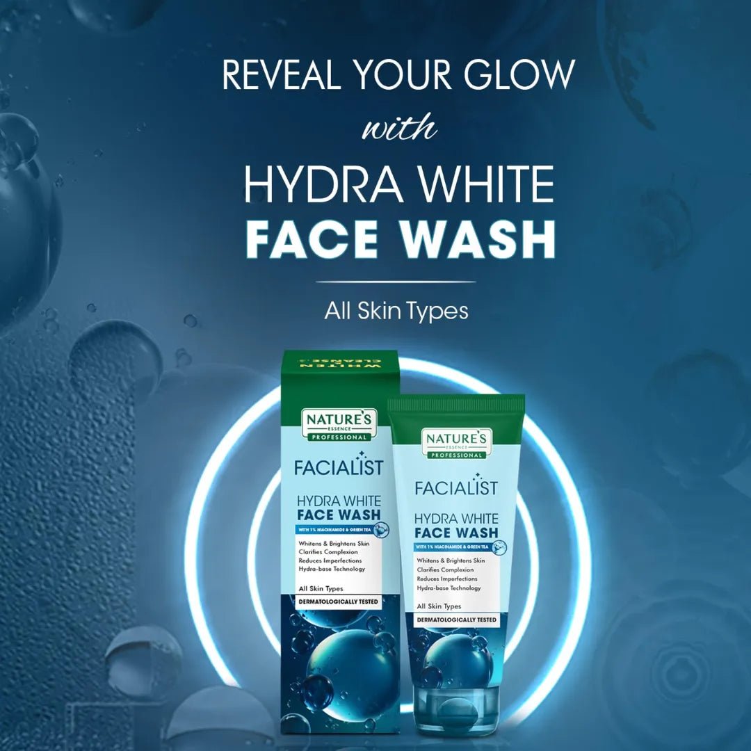 NATURE S ESSENCE PROFESSIONAL Hydra White Face Wash For Women Infused With Niacinamide, Tea Tree Extract And Chamomile Flower Extract, Whitens And Brightens Skin 100G - Deals999