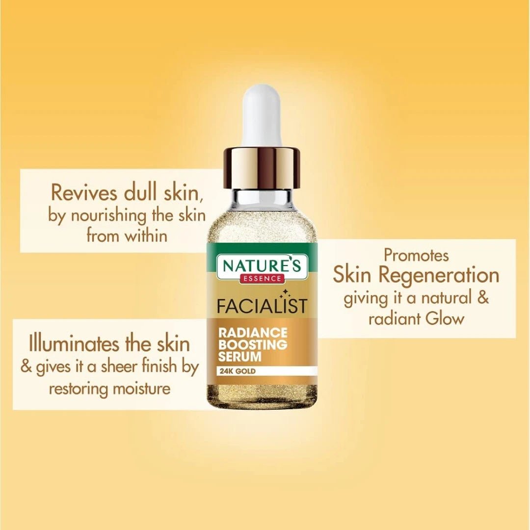 NATURES ESSENCE 24K Liquid Gold Radiance Boosting Serum | Face Serum For Glowing Skin, 30Ml - Deals999
