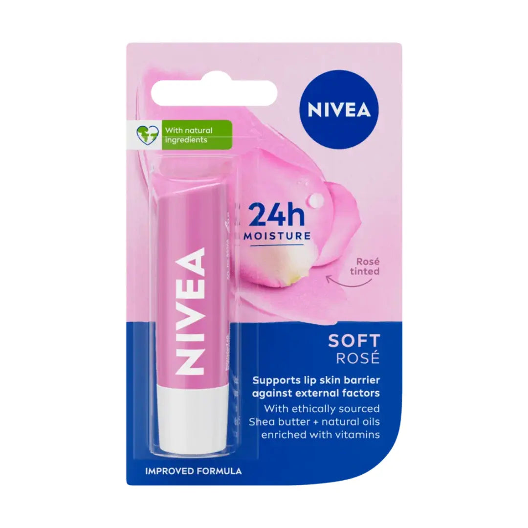 NIVEA Lip Balm, Soft Rose, 4.8g