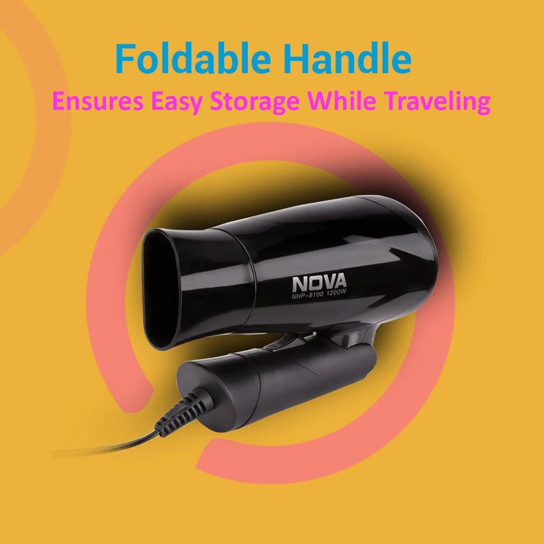 Nova NHP 8100 Silky Shine 1200 Watts Hot and Cold Foldable Hair Dryer - Black - Deals999