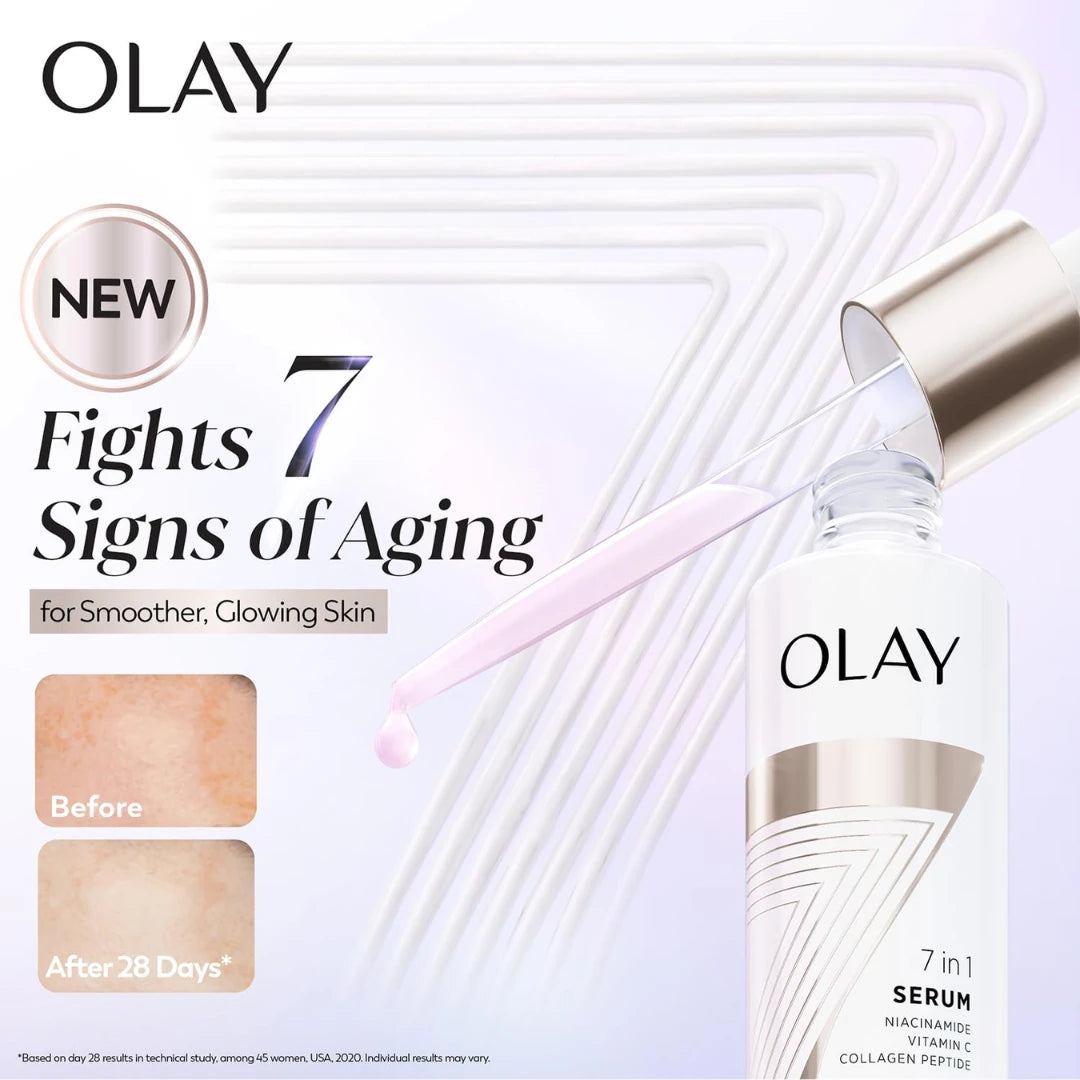 Olay 7in1 Ultra-light Face Serum | Niacinamide, Vitamin C, Collagen Peptides (30ml)