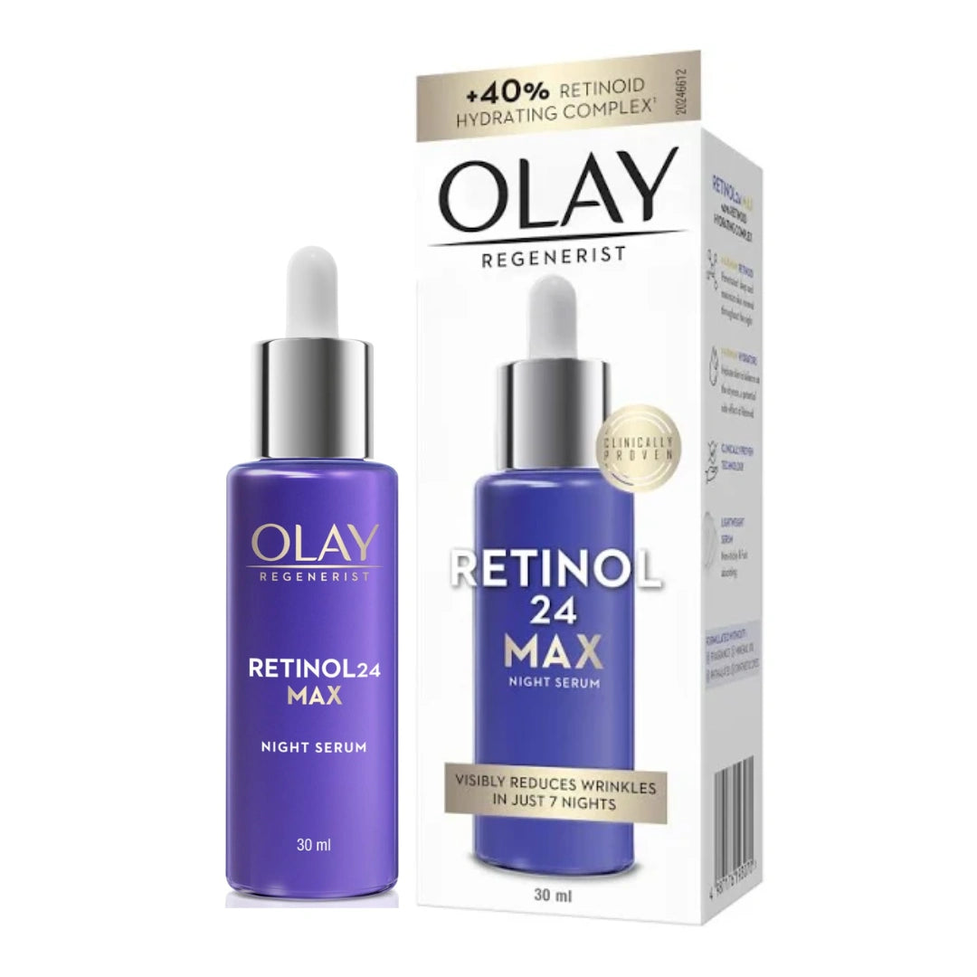 Olay Retinol24 Max Night Serum l Visibly Reduces Fine Lines in 7 Nights | Max Repair, Max Hydration l No Redness or Irritation | Fragrance Free l Normal, Oily, Dry and Combination Skin l 30ml