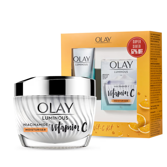 Olay Vitamin C Kit for 2X Glow | Vitamin C Cream with Free Cleanser