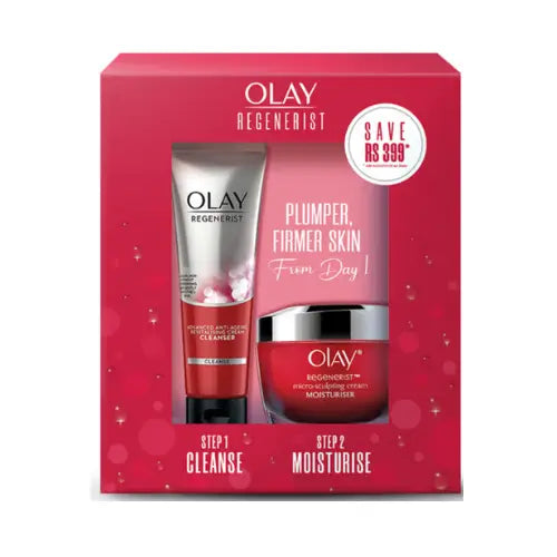 Olay Regenerist Micro Sculpting Day Moisturiser Cream Non SPF 50g with Cleanser, 100g