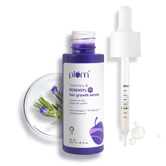 Plum Hair Growth Serum | With Rosemary, 3% Redensyl, 4% Anagain, 3% Baicapil, & Ginseng Extract | Reduces Hairfall, Boosts Hair Growth, Improves Hair Density |For Men & Women | 30ml