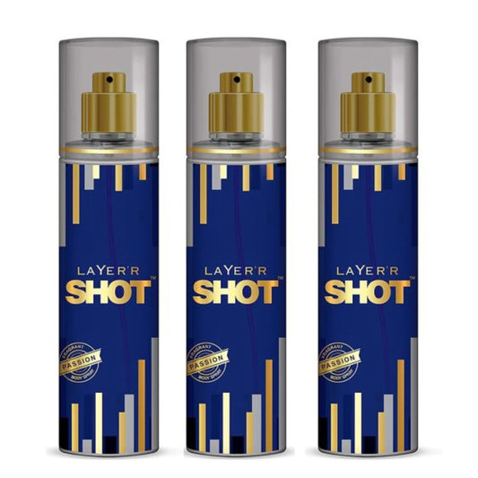 Layer'r Shot Gold Passion Deodorant Body Spray For Men - 135ml (Pack of 3)