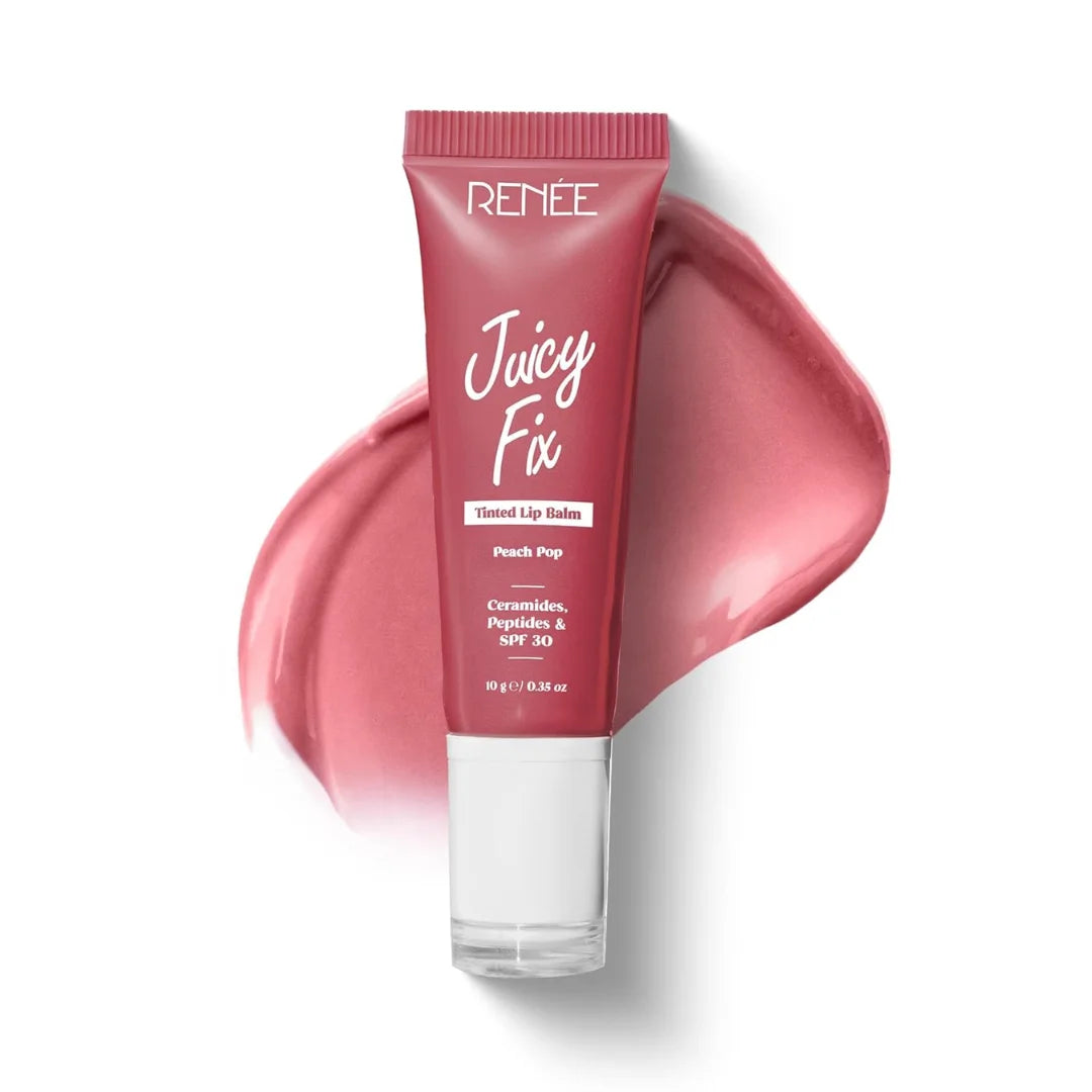 RENEE Juicy Fix Tinted Lip Balm | Shiny, Glossy Finish | Protects Lips With SPF 30 | Repairs & Nourishes Dry, Flaky Lips | With Peptides, Ceramides & Hyaluronic Acid | 10 g