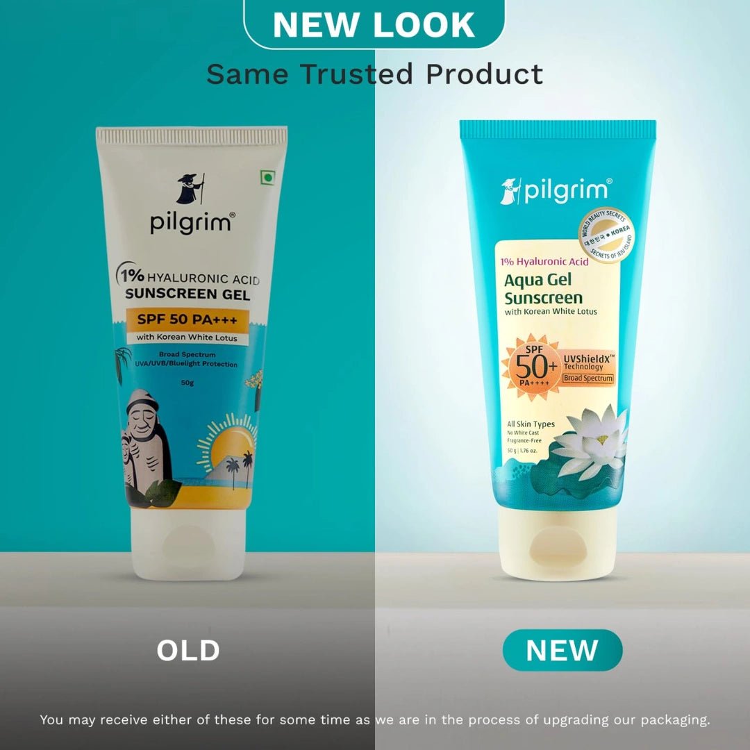 Pilgrim 1% Hyaluronic Acid Sunscreen Gel | Sunscreen SPF 50 +++ for men and women with Korean White Lotus | Broad spectrum, Non - greasy, No white cast & Prevents Tanning | All skin types | 50 gm - Deals999
