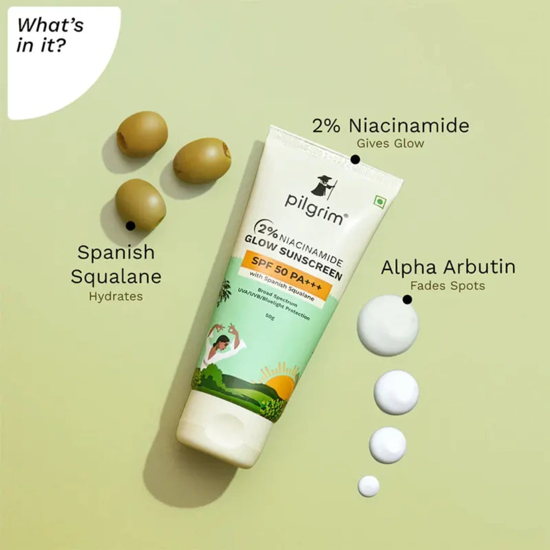 Pilgrim Niacinamide Glow Sunscreen Spf 50 Woth Spanish Squalane 50G