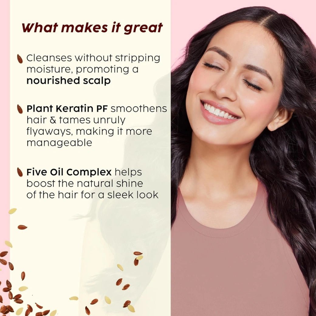 PLIX - THE PLANT FIX Flaxseed Ultrasmooth Advanced Shampoo | Plant Keratin PF & Flaxseed Oil | For Smooth & Shiny Hair | Paraben & Sulphate Free | For Men & Women | 200ml - Deals999
