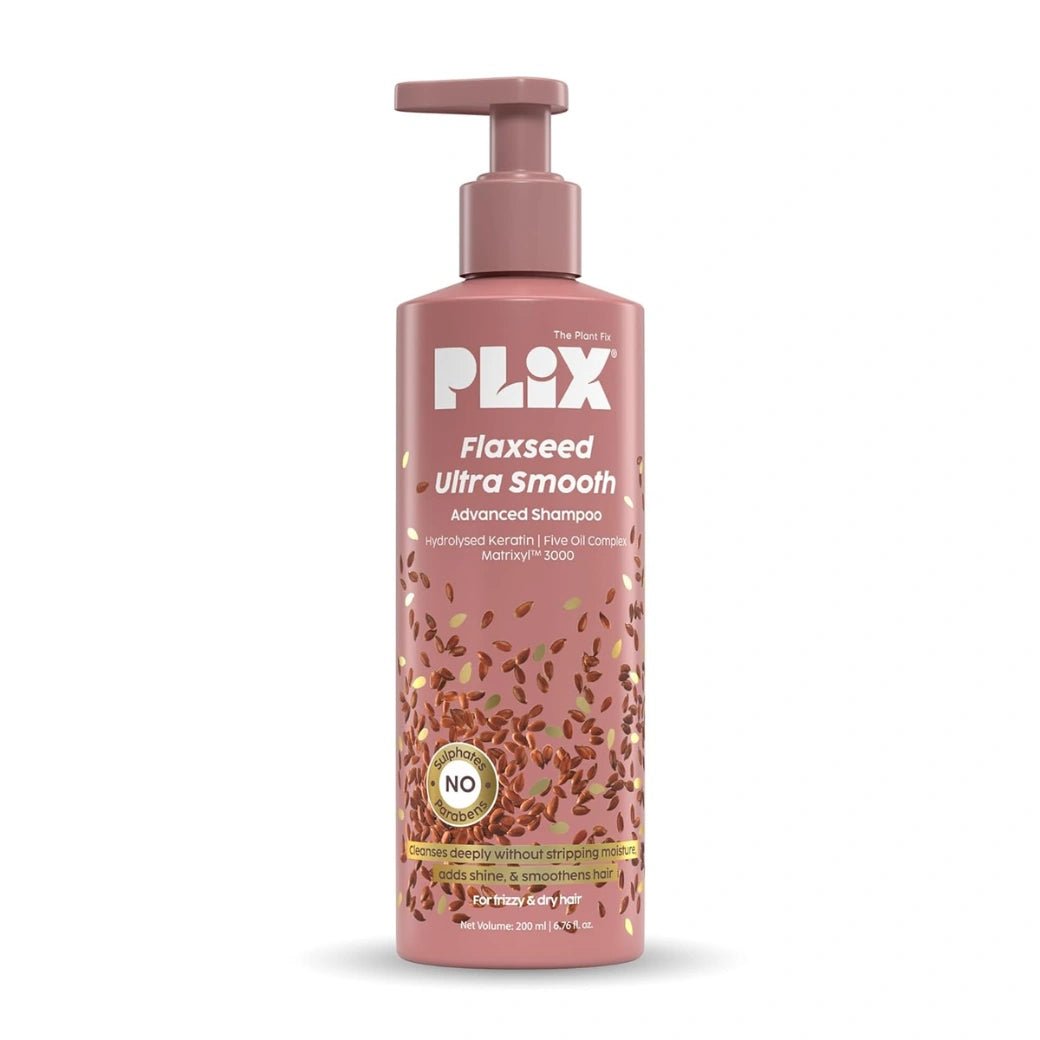 PLIX - THE PLANT FIX Flaxseed Ultrasmooth Advanced Shampoo | Plant Keratin PF & Flaxseed Oil | For Smooth & Shiny Hair | Paraben & Sulphate Free | For Men & Women | 200ml - Deals999