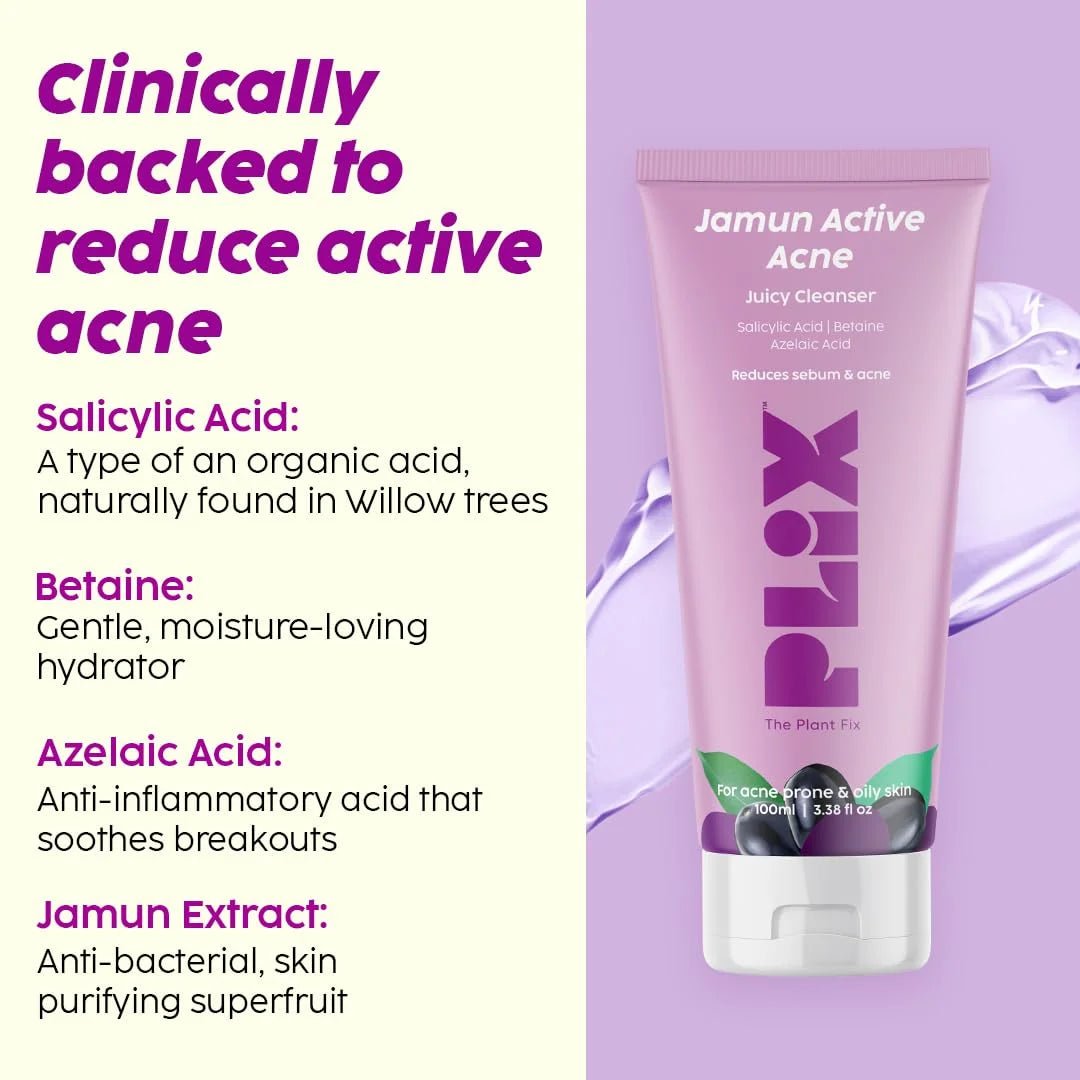 PLIX - THE PLANT FIX Jamun Face Wash and Acne Marks Serum Combo(100ml + 30ml) For Acne spots & Oil Control, For Breakouts | Oily & Acne Prone Skin | Women & Men - Deals999