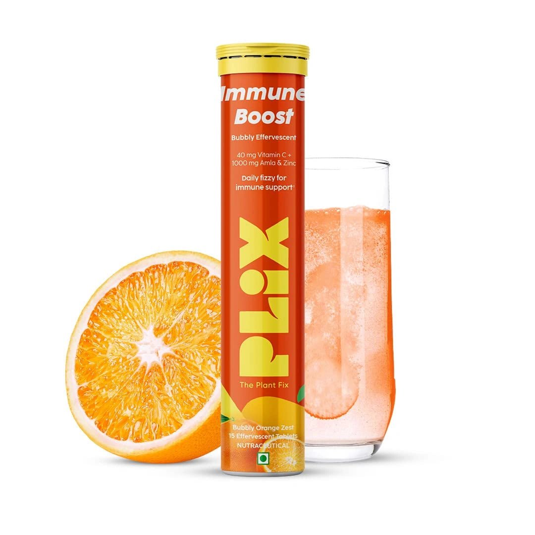 PLIX - THE PLANT FIX Vitamin C Immunity Booster 15 Effervescent Tablets,Pack Of 1 (Orange Flavour), - Deals999