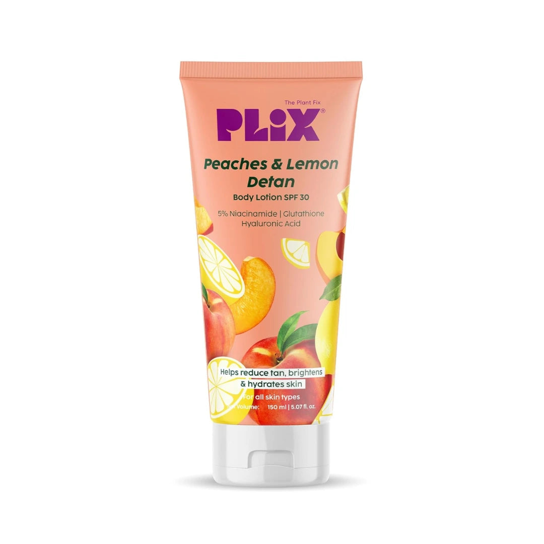 PLIX THE PLANT FIX Peaches & Lemon Detan Body Lotion with 5% Niacinamide | 150ml |