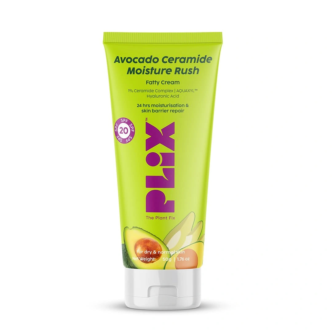 PLIX - THE PLANT FIX Plix-The Plant Fix Avocado Ceramide Moisture Rush Fatty Cream With Spf 20 | Deep Moisturization | Barrier Repair Cream | For Dry Skin, Normal Skin & Sensitive Skin | 50G