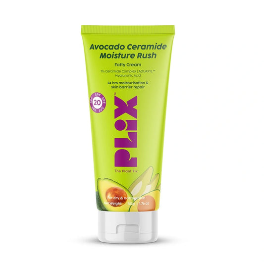 PLIX - THE PLANT FIX Plix-The Plant Fix Avocado Ceramide Moisture Rush Fatty Cream With Spf 20 | Deep Moisturization | Barrier Repair Cream | For Dry Skin, Normal Skin & Sensitive Skin | 50G