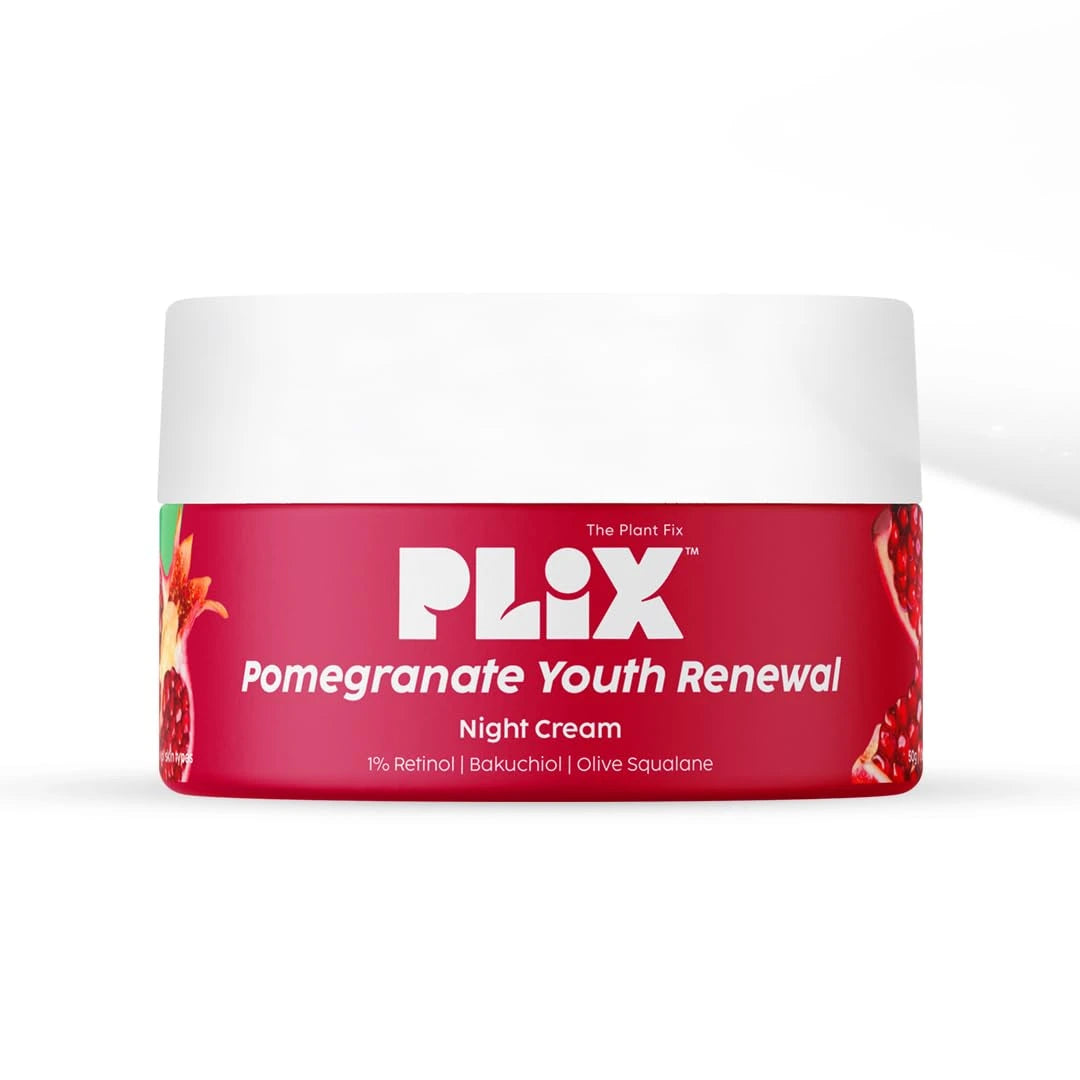 PLIX - THE PLANT FIX Pomegranate 1.20% Retinol & 1% Bakuchi Oil Anti Ageing Night Cream | 50 G