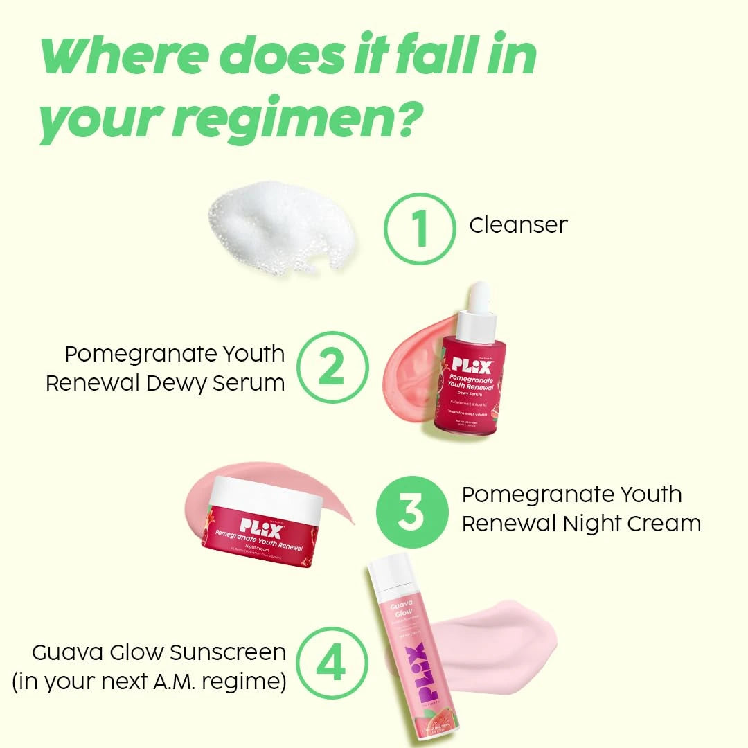 PLIX - THE PLANT FIX Pomegranate 1.20% Retinol & 1% Bakuchi Oil Anti Ageing Night Cream | 50 G