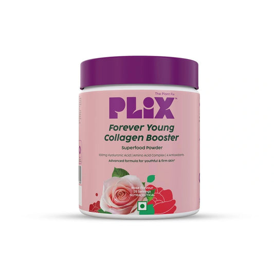 PLIX - THE PLANT FIX Collagen Supplement Powder Rose Flavor to support Skin Elasticity,Firmness & Youthful Glow|100%Plant-based with Hyaluronic Acid & Vitamin C|For Women & Men|Rose Flavour,Pack of 1, 350 grams
