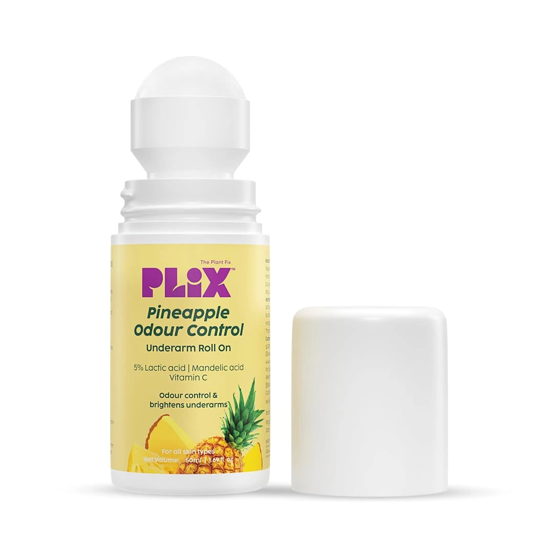 PLIX - THE PLANT FIX Pineapple Odour Control Underarm Roll-On (50Ml) With 5% Lactic Acid & 1% Mandelic Acid