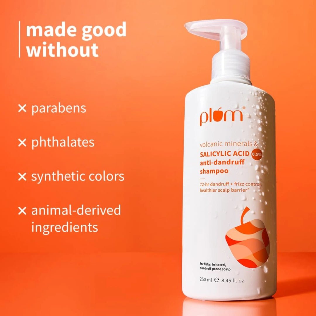 Plum Anti - Dandruff Shampoo With Volcanic Minerals & 0.5% Salicylic Acid|72 - Hr Dandruff & Frizz Control|250Ml - Deals999