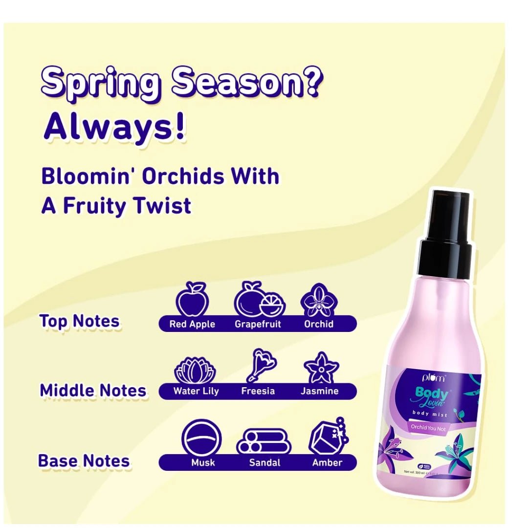 Plum BodyLovin' Orchid - You - Not Body Mist | Long Lasting Fresh Floral Fragrance For Women With Red Apple, Freesia & Musk | High On Fun | Travel - Friendly Perfume Body Spray 100 ml - Deals999