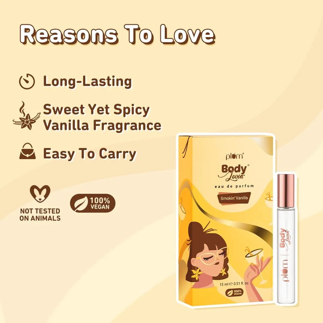 Plum BodyLovin | Smokin' Vanilla Eau De Parfum | Warm Long Lasting Vanilla Fragrance | Perfume Body Spray for Women | Vegan & Paraben Free | Travel Friendly | Sweet Scent | 15ml - Deals999