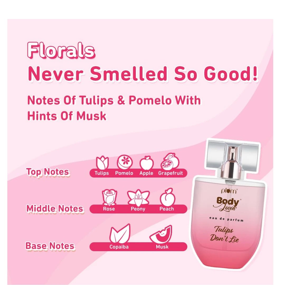Plum BodyLovin' Tulip Don't Lie Eau De Parfum | Long Lasting & Luxurious Fresh Floral Fragrance | Luxury Perfume For Women | Tulip, Rose, Pomelo & Musk Notes (50 ml) - Deals999