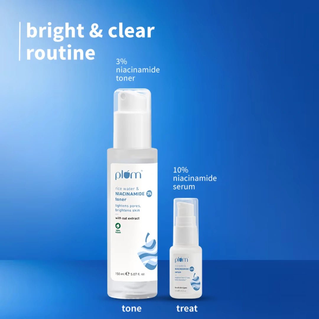 Plum Niacinamide Toner & Serum Duo for Pore Care, Tightening & Brightening (2 pcs) - Deals999