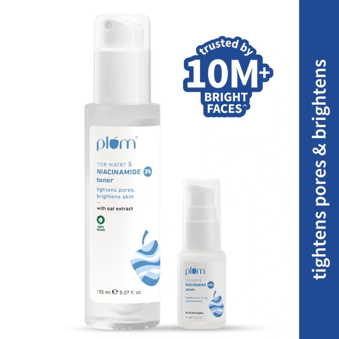 Plum Niacinamide Toner & Serum Duo for Pore Care, Tightening & Brightening (2 pcs) - Deals999