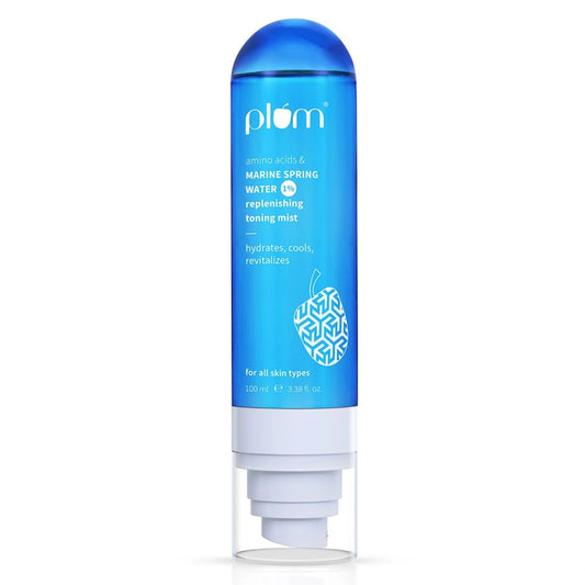 Plum 1% Marine Spring Water Replenishing Toning Mist Spray with Amino Acids | Hydrates, Cools & Revitalizes | with Active Minerals | On-the-go Soothing Face Mist | Face Toner for Women & Men | Suits All Skin Types | 100ml