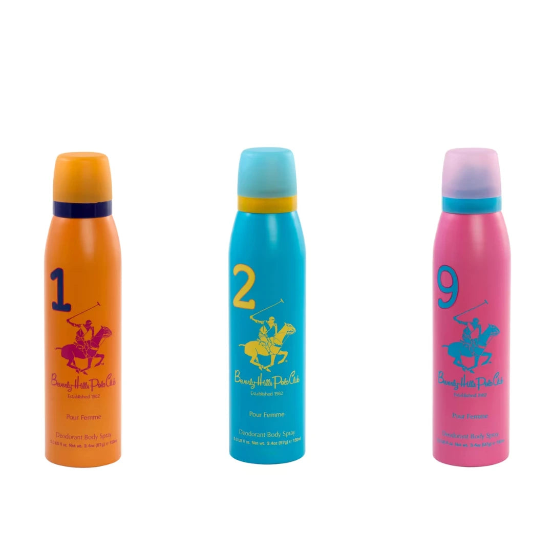 Beverly Hills Polo Club No.1, No2 and No.9 combo deodorant for women 150ml