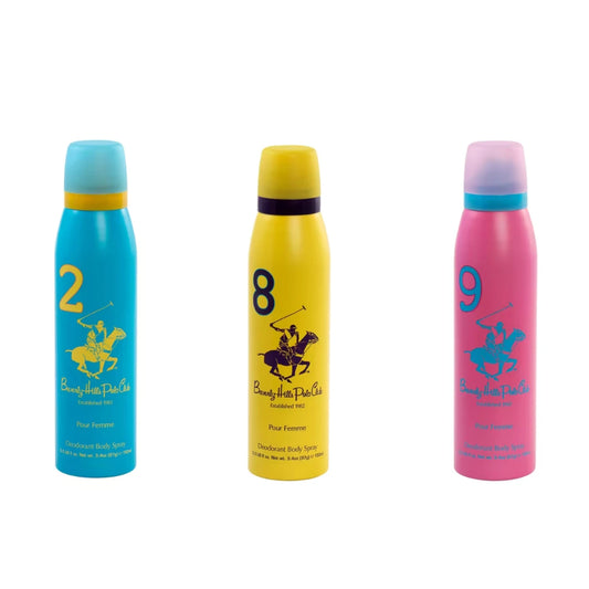 Beverly Hills Polo Club No.2, No.8 and No.9 combo deodorant for women 150ml