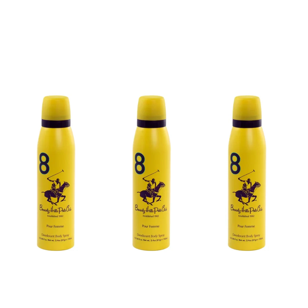 Beverly Hills Polo Club No.8 deodorant for women 150ml (pack of 3)