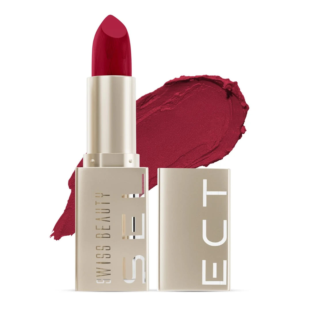 Swiss Beauty Select Crème Touch Hydrating Lipstick | With Vitamin E and Tea Tree Oil | High -shine finish | shade- Indeed Berry, 3g |