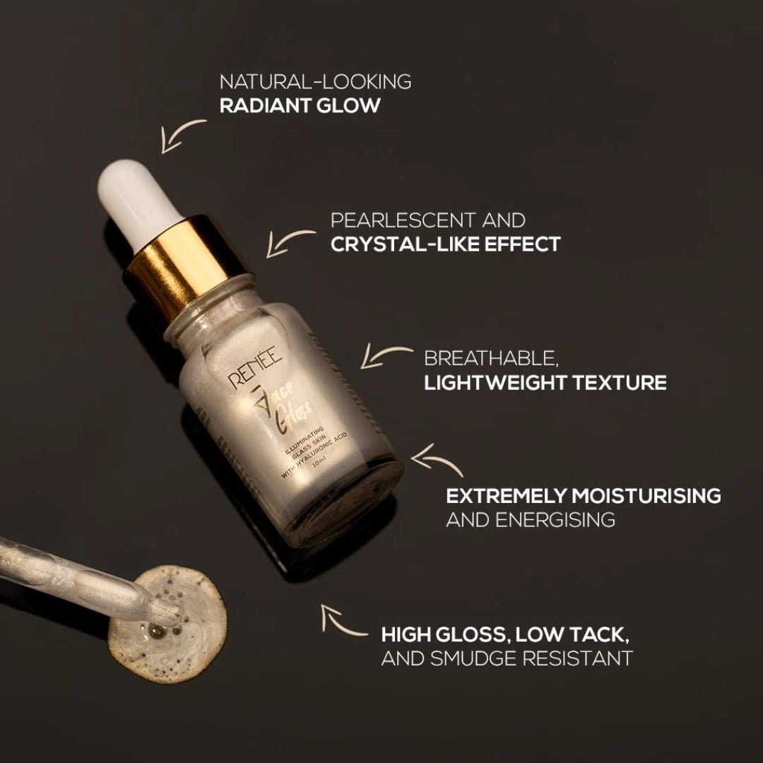RENEE Face Gloss Highlighting Strobe Serum, Hyaluronic Acid Hydration & Illumination for Radiant, Dewy Skin - Deals999