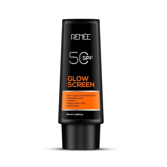 RENEE Glowscreen Spf 50 Sunscreen Cream - 50Ml, Pa++++ Uva & Uvb Protection, Hyaluronic Acid & Vitamin C|Non - Greasy Matte Formula, No White Cast|For All, Normal, Oily, Dry, Sensitive Skin Types - Deals999