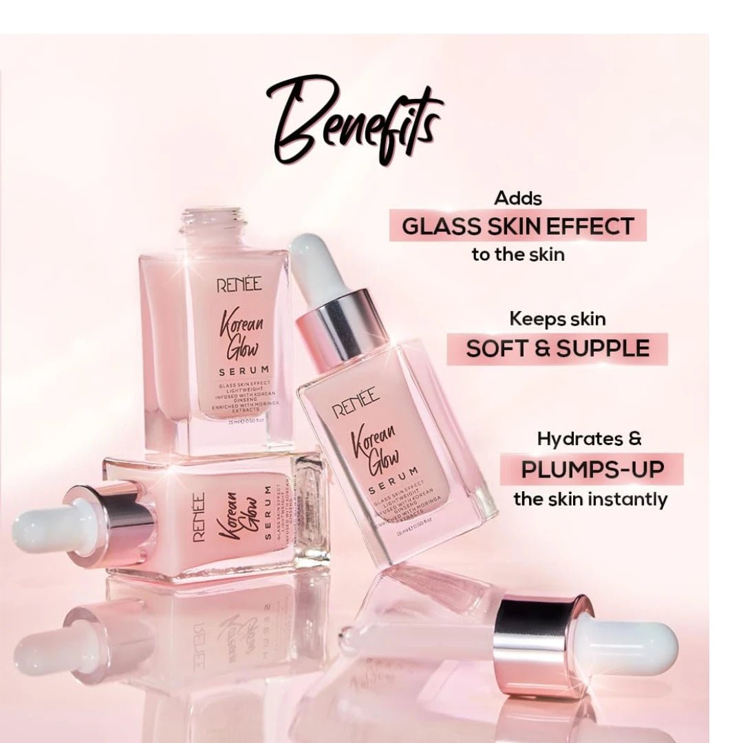 RENEE Korean Glow Serum 15ml, Lightweight, Non Greasy, Hydrates, Smoothens,Plump - up the Skin With Glassy - dewy Shine & Maintain Its Youthful Glow Hyaluronic Acid & Vitamin C - Deals999