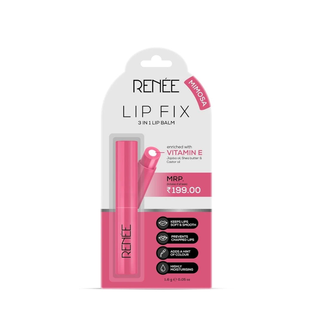RENEE Lip Fix 3 in 1 Tinted Lip Balm 03 Mimosa 1.6 Gm Heals, Lightens & Nourishes | Dual Core Care Enriched with Vitamin E, Shea Butter & Jojoba Oil for Dry & Chapped Dry Lips - Deals999