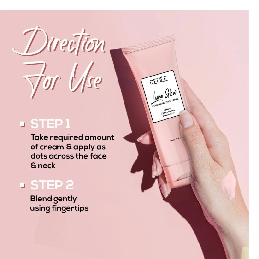 RENEE Lumi Glow Highlighting Moisturizer | Enriched with 3% Niacinamide & 1% Hyaluronic Acid | Prevents Photoaging & UV Damage | Reduces Pigmentation, Fine Lines & Wrinkles | Non - Sticky | Glowing Skin | 50g - Deals999