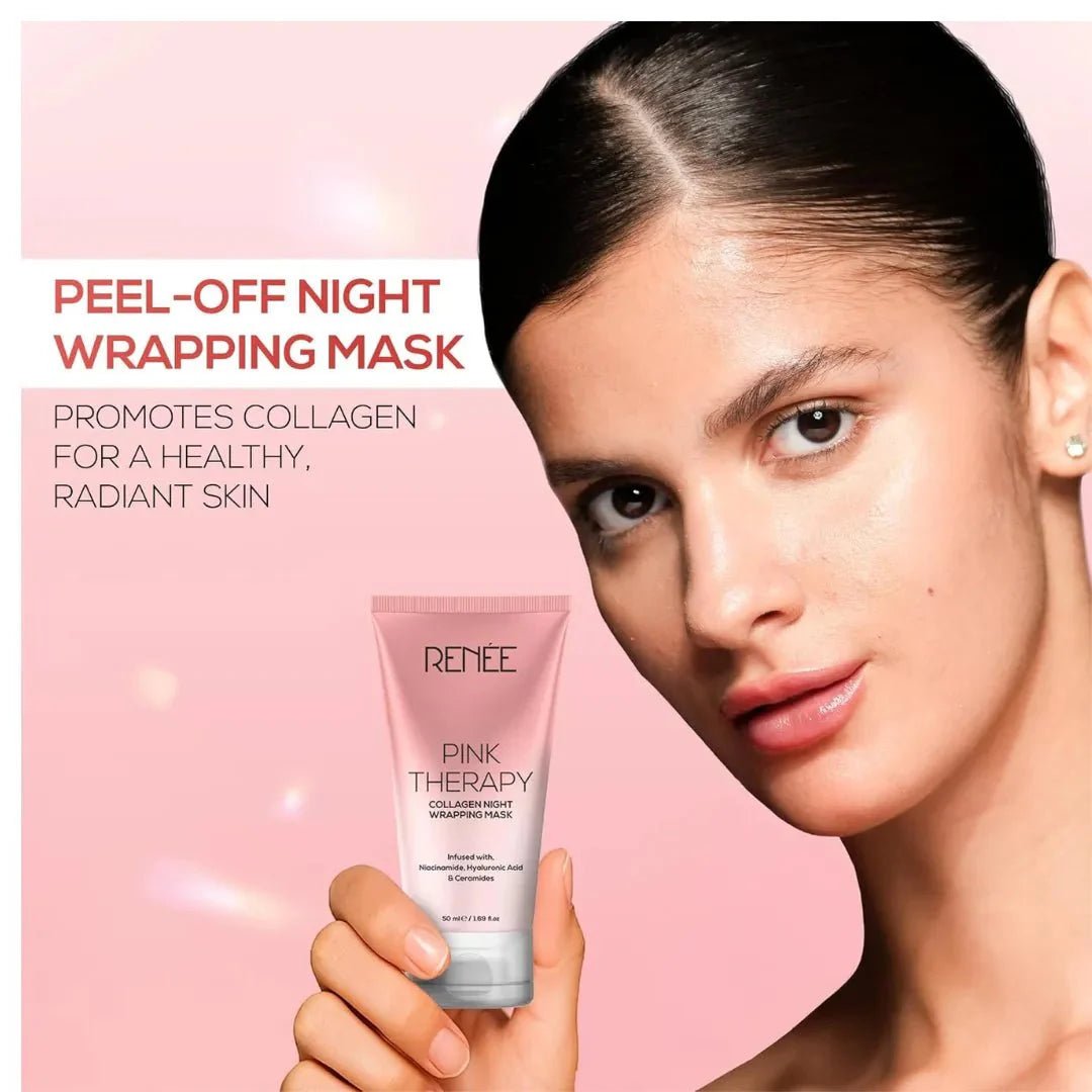 RENEE Pink Therapy Collagen Night Wrapping Face Mask | For Young, Hydrated Skin | Texture & Elasticity | Improves Skin Barrier | Hyaluronic Acid & Niacinamide Infused | 50 ml - Deals999