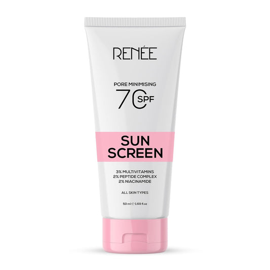 RENEE Pore Minimizing Sunscreen Spf 70 With 2% Niacinamide For All Skins, 2% Peptide & 3% Multivitamins, 50Ml - Deals999