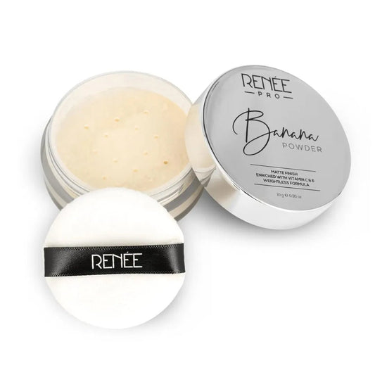 RENEE Pro Banana Loose Matte Finish Powder - Light Beige - Sets Makeup,Extended Wear & Controls Shine - Long - Lasting,Lightweight & Blendable - Vitamin C & E Infused Formula For All Skin Type - 10 Gm - Deals999